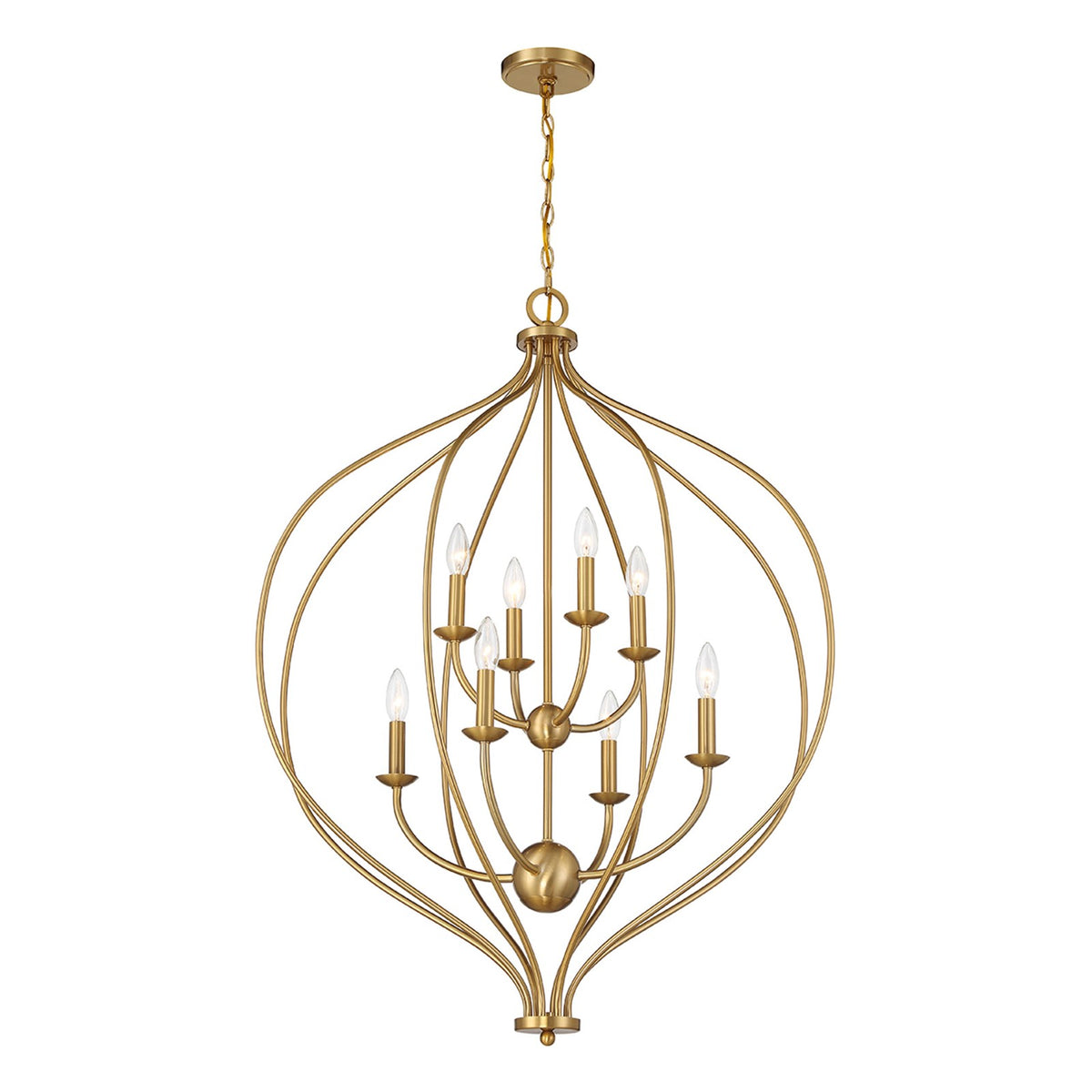 Savoy House Orchid 32in 8-Light Pendant | Modern Warm Brass Metal | Kitchen Island & Dining Room | 32 x 32 x 42 in | Model L7-1299-8-322