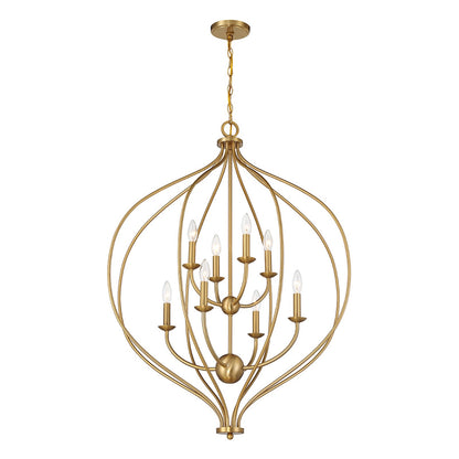 Savoy House Orchid 32in 8-Light Pendant | Modern Warm Brass Metal | Kitchen Island & Dining Room | 32 x 32 x 42 in | Model L7-1299-8-322