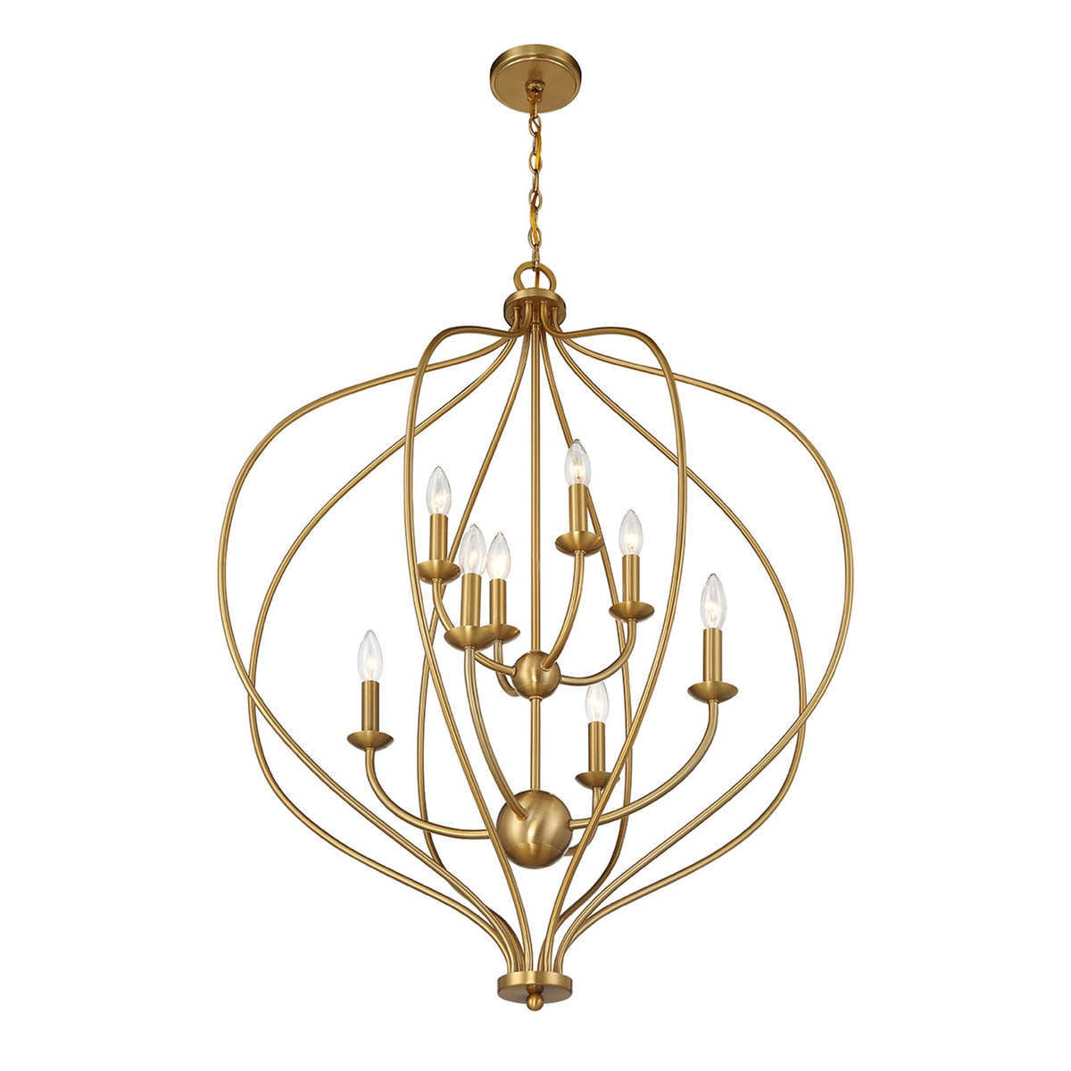 Savoy House Orchid 32in 8-Light Pendant | Modern Warm Brass Metal | Kitchen Island & Dining Room | 32 x 32 x 42 in | Model L7-1299-8-322