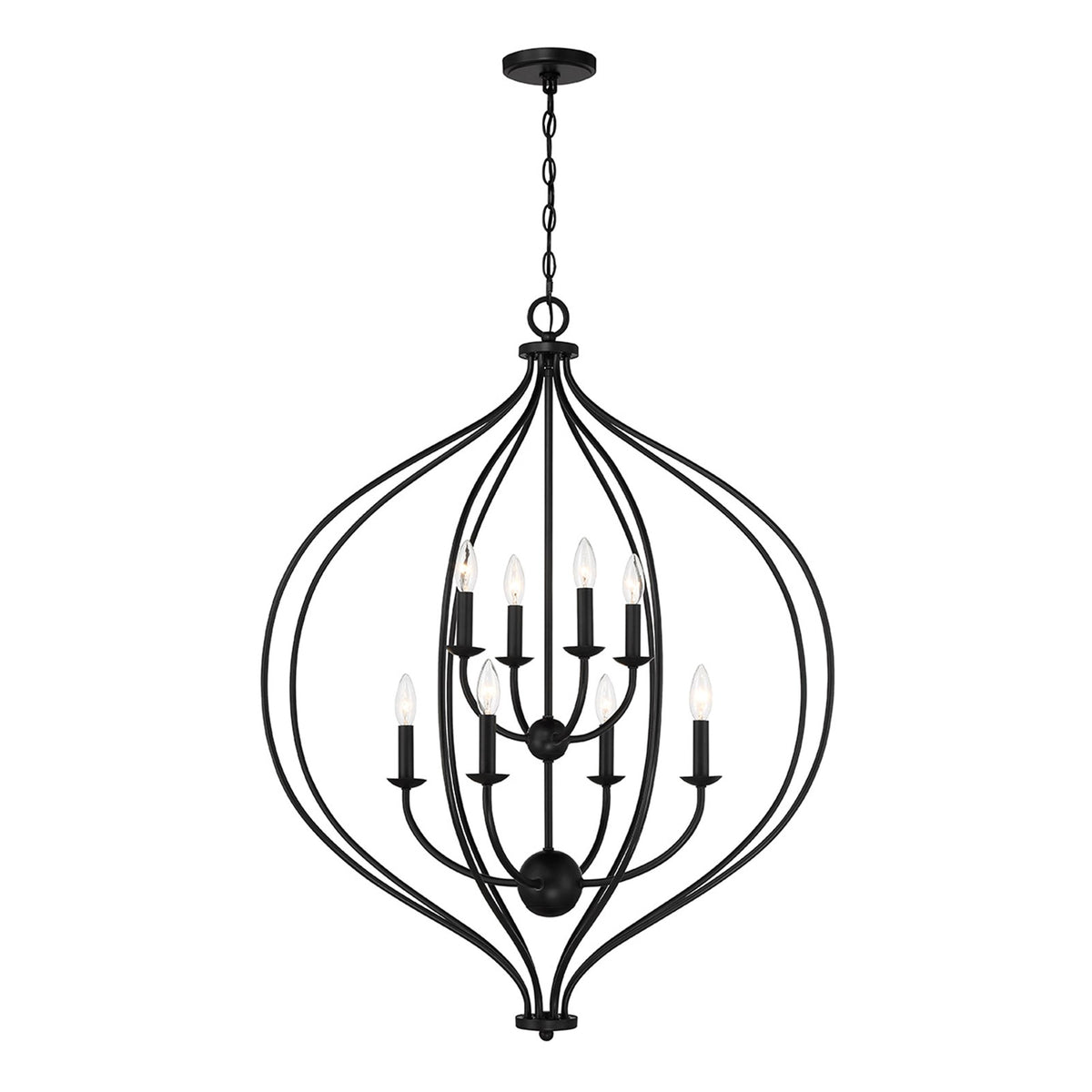 Savoy House Orchid 32in 8-Light Pendant | Modern Matte Black Metal | Kitchen Island & Dining Room | 32 x 32 x 42 in | Model L7-1299-8-89