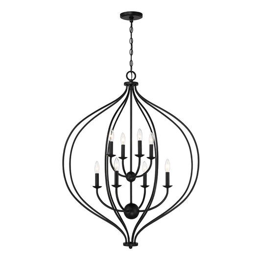 Savoy House Orchid 32in 8-Light Pendant | Modern Matte Black Metal | Kitchen Island & Dining Room | 32 x 32 x 42 in | Model L7-1299-8-89