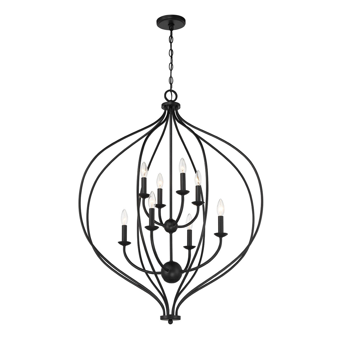 Savoy House Orchid 32in 8-Light Pendant | Modern Matte Black Metal | Kitchen Island & Dining Room | 32 x 32 x 42 in | Model L7-1299-8-89