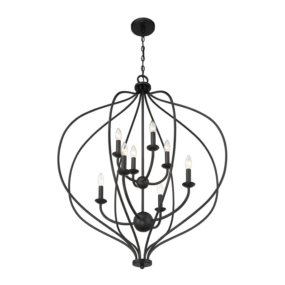 Savoy House Orchid 32in 8-Light Pendant | Modern Matte Black Metal | Kitchen Island & Dining Room | 32 x 32 x 42 in | Model L7-1299-8-89