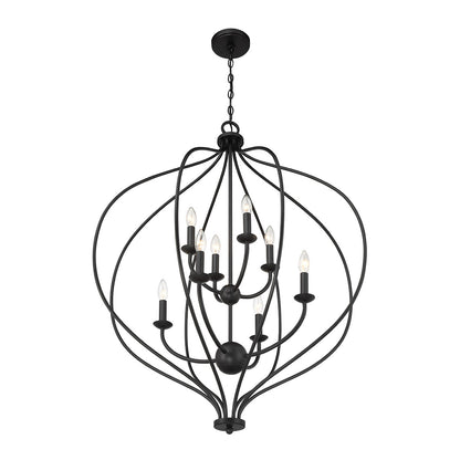 Savoy House Orchid 32in 8-Light Pendant | Modern Matte Black Metal | Kitchen Island & Dining Room | 32 x 32 x 42 in | Model L7-1299-8-89