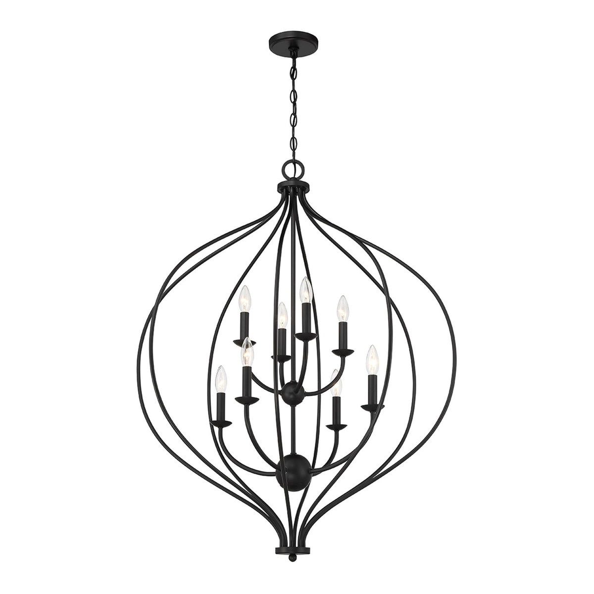 Savoy House Orchid 32in 8-Light Pendant | Modern Matte Black Metal | Kitchen Island & Dining Room | 32 x 32 x 42 in | Model L7-1299-8-89