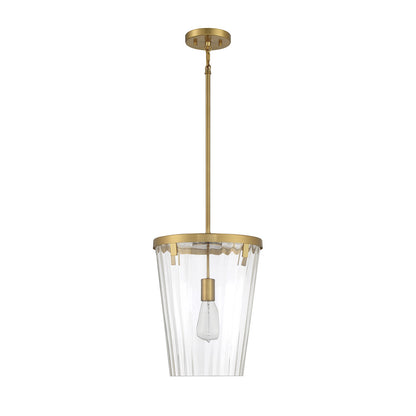 Savoy House Dimond 12in 1-Light Pendant | Modern Warm Brass and Clear Faceted Glass | Kitchen Island & Dining Room | Model L7-2322-1-322