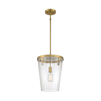 Savoy House Dimond 12in 1-Light Pendant | Modern Warm Brass and Clear Faceted Glass | Kitchen Island & Dining Room | Model L7-2322-1-322