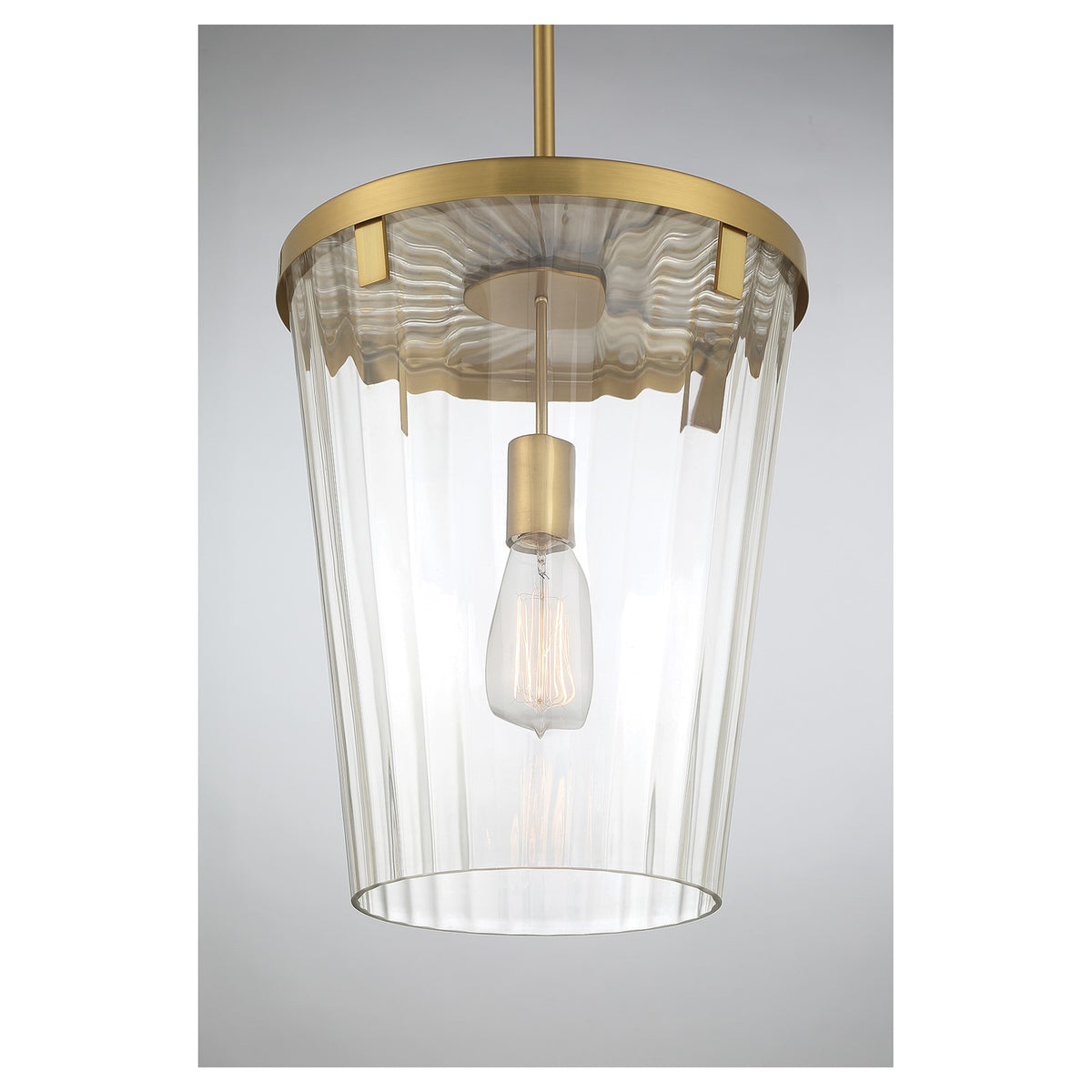 Savoy House Dimond 12in 1-Light Pendant | Modern Warm Brass and Clear Faceted Glass | Kitchen Island & Dining Room | Model L7-2322-1-322