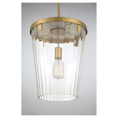 Savoy House Dimond 12in 1-Light Pendant | Modern Warm Brass and Clear Faceted Glass | Kitchen Island & Dining Room | Model L7-2322-1-322