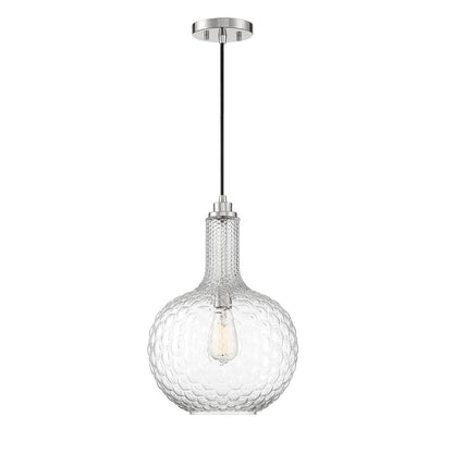 Savoy House Kantor 11in 1-Light Pendant | Transitional Polished Nickel and Clear Hobnail Glass | Kitchen Island & Dining Room | Model L7-2930-1-109
