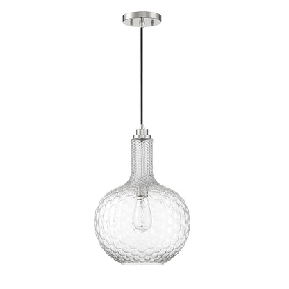 Savoy House Kantor 11in 1-Light Pendant | Transitional Polished Nickel and Clear Hobnail Glass | Kitchen Island & Dining Room | Model L7-2930-1-109