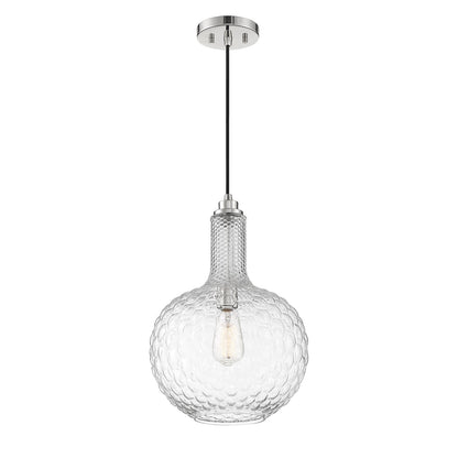 Savoy House Kantor 11in 1-Light Pendant | Transitional Polished Nickel and Clear Hobnail Glass | Kitchen Island & Dining Room | Model L7-2930-1-109