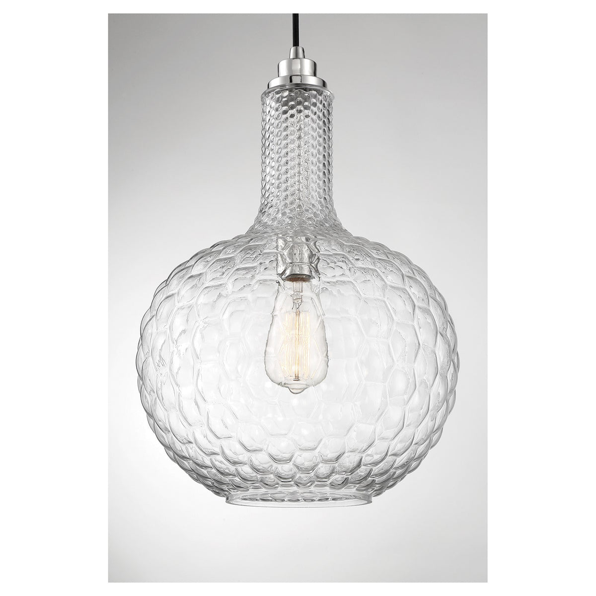 Savoy House Kantor 11in 1-Light Pendant | Transitional Polished Nickel and Clear Hobnail Glass | Kitchen Island & Dining Room | Model L7-2930-1-109