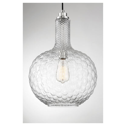 Savoy House Kantor 11in 1-Light Pendant | Transitional Polished Nickel and Clear Hobnail Glass | Kitchen Island & Dining Room | Model L7-2930-1-109