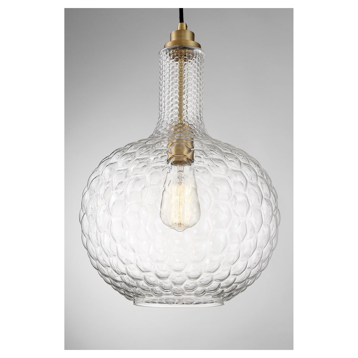 Savoy House Kantor 11in 1-Light Pendant | Transitional Warm Brass and Clear Hobnail Glass | Kitchen Island & Dining Room | Model L7-2930-1-322