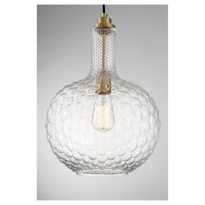 Savoy House Kantor 11in 1-Light Pendant | Transitional Warm Brass and Clear Hobnail Glass | Kitchen Island & Dining Room | Model L7-2930-1-322