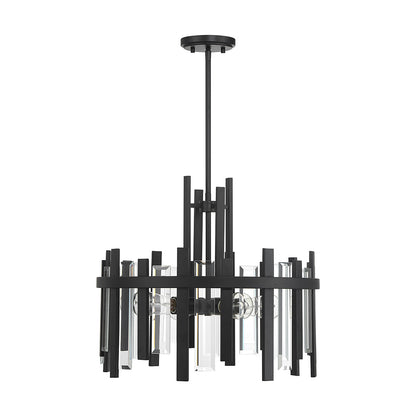 Savoy House Guillford 20in 4-Light Pendant | Modern Matte Black and Clear Glass | Kitchen Island & Dining Room | 20 x 20 x 18 in | Model L7-3001-4-89
