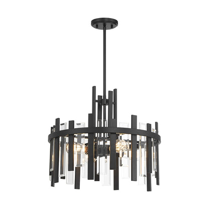 Savoy House Guillford 20in 4-Light Pendant | Modern Matte Black and Clear Glass | Kitchen Island & Dining Room | 20 x 20 x 18 in | Model L7-3001-4-89