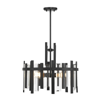 Savoy House Guillford 20in 4-Light Pendant | Modern Matte Black and Clear Glass | Kitchen Island & Dining Room | 20 x 20 x 18 in | Model L7-3001-4-89