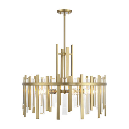 Savoy House Guillford 30in 6-Light Pendant | Modern Warm Brass and Clear Glass | Dining Room & Foyer | 30 x 30 x 26 in | Model L7-3002-6-322
