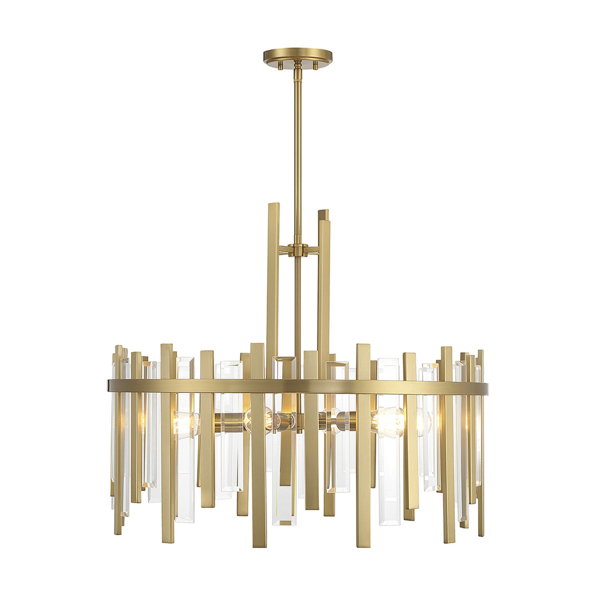 Savoy House Guillford 30in 6-Light Pendant | Modern Warm Brass and Clear Glass | Dining Room & Foyer | 30 x 30 x 26 in | Model L7-3002-6-322