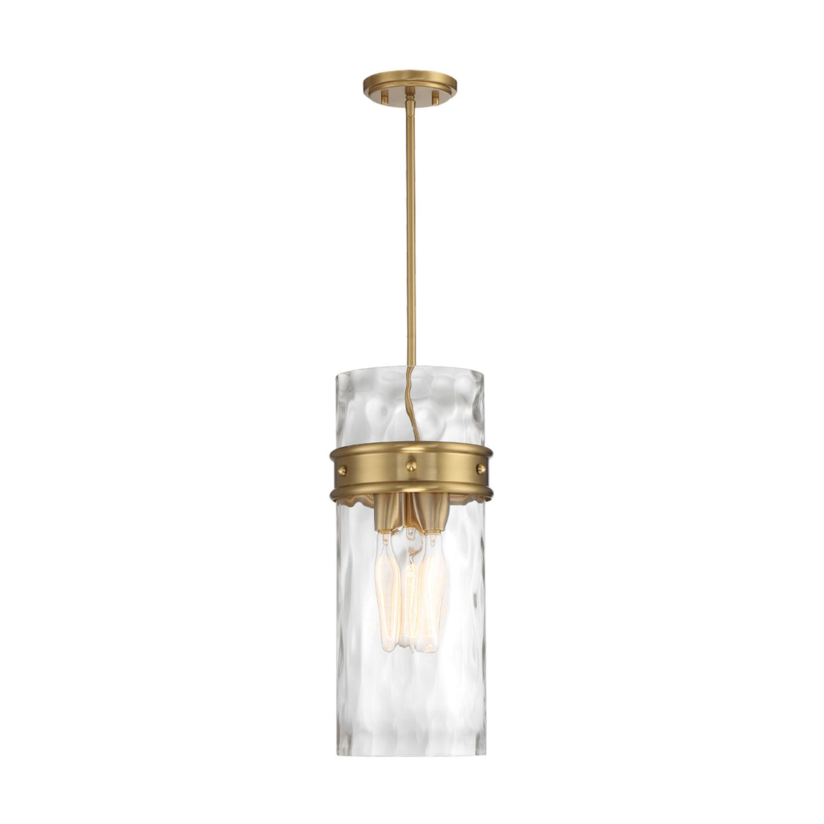 Savoy House Ashton 9in 3-Light Pendant | Vintage Warm Brass and Hammered Glass | Kitchen Island & Dining Room | 9 x 9 x 20 in | Model L7-3704-3-322