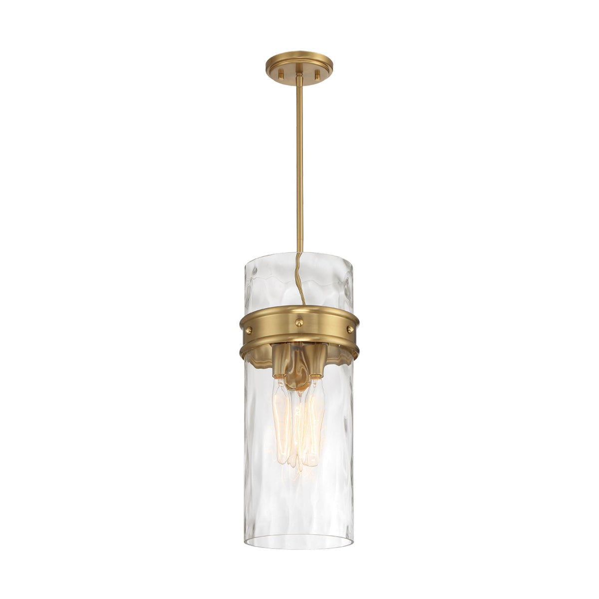 Savoy House Ashton 9in 3-Light Pendant | Vintage Warm Brass and Hammered Glass | Kitchen Island & Dining Room | 9 x 9 x 20 in | Model L7-3704-3-322