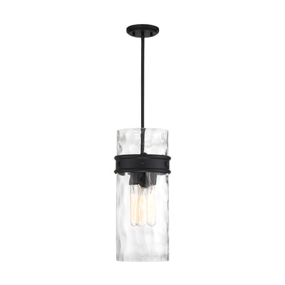Savoy House Ashton 9in 3-Light Pendant | Vintage Matte Black and Hammered Glass | Kitchen Island & Dining Room | 9 x 9 x 20 in | Model L7-3704-3-89