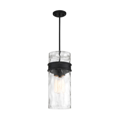 Savoy House Ashton 9in 3-Light Pendant | Vintage Matte Black and Hammered Glass | Kitchen Island & Dining Room | 9 x 9 x 20 in | Model L7-3704-3-89