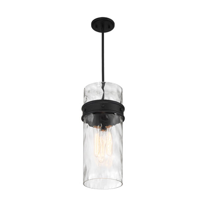 Savoy House Ashton 9in 3-Light Pendant | Vintage Matte Black and Hammered Glass | Kitchen Island & Dining Room | 9 x 9 x 20 in | Model L7-3704-3-89