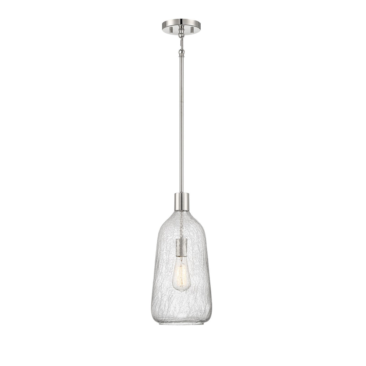 Savoy House Adair 8in 1-Light Pendant | Vintage Polished Nickel and Clear Crackle Glass | Kitchen Island & Dining Room | Model L7-4801-1-109