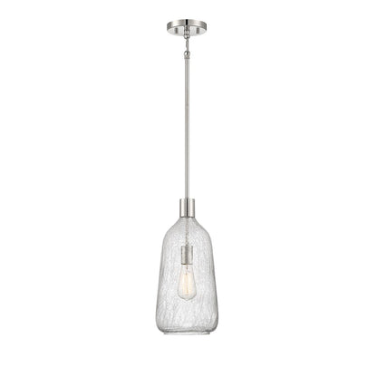 Savoy House Adair 8in 1-Light Pendant | Vintage Polished Nickel and Clear Crackle Glass | Kitchen Island & Dining Room | Model L7-4801-1-109