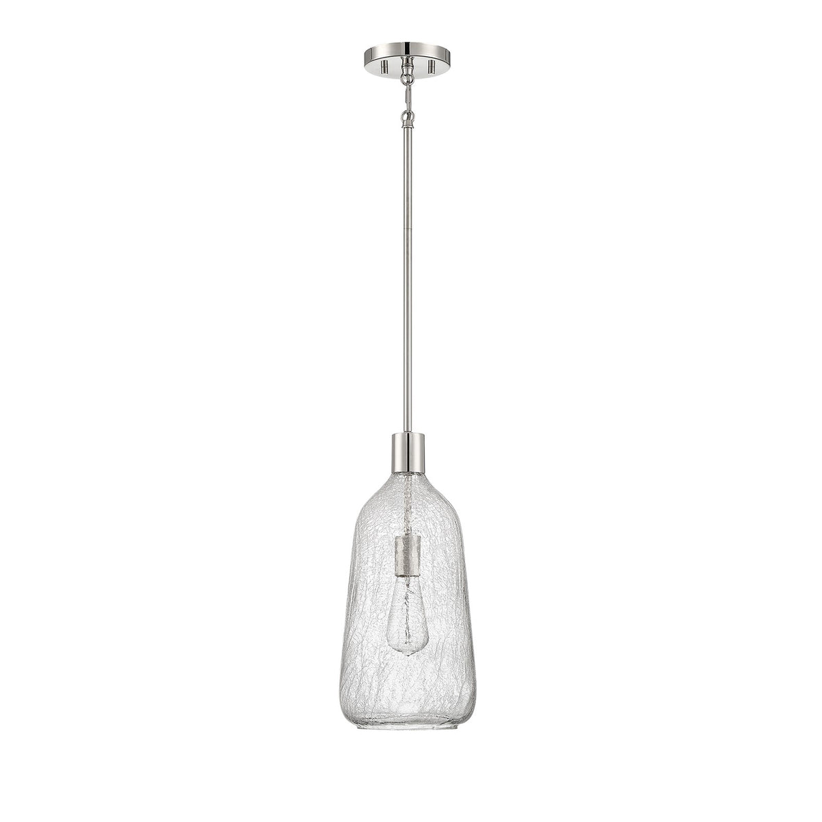 Savoy House Adair 8in 1-Light Pendant | Vintage Polished Nickel and Clear Crackle Glass | Kitchen Island & Dining Room | Model L7-4801-1-109