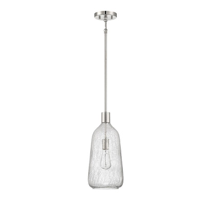 Savoy House Adair 8in 1-Light Pendant | Vintage Polished Nickel and Clear Crackle Glass | Kitchen Island & Dining Room | Model L7-4801-1-109