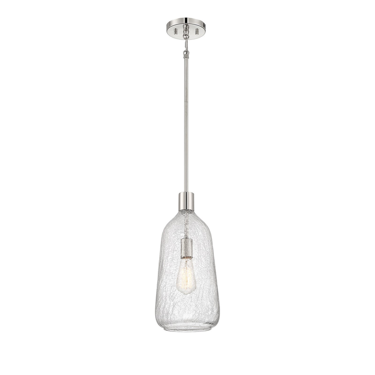 Savoy House Adair 8in 1-Light Pendant | Vintage Polished Nickel and Clear Crackle Glass | Kitchen Island & Dining Room | Model L7-4801-1-109
