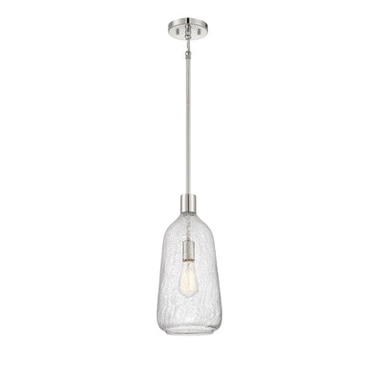 Savoy House Adair 8in 1-Light Pendant | Vintage Polished Nickel and Clear Crackle Glass | Kitchen Island & Dining Room | Model L7-4801-1-109