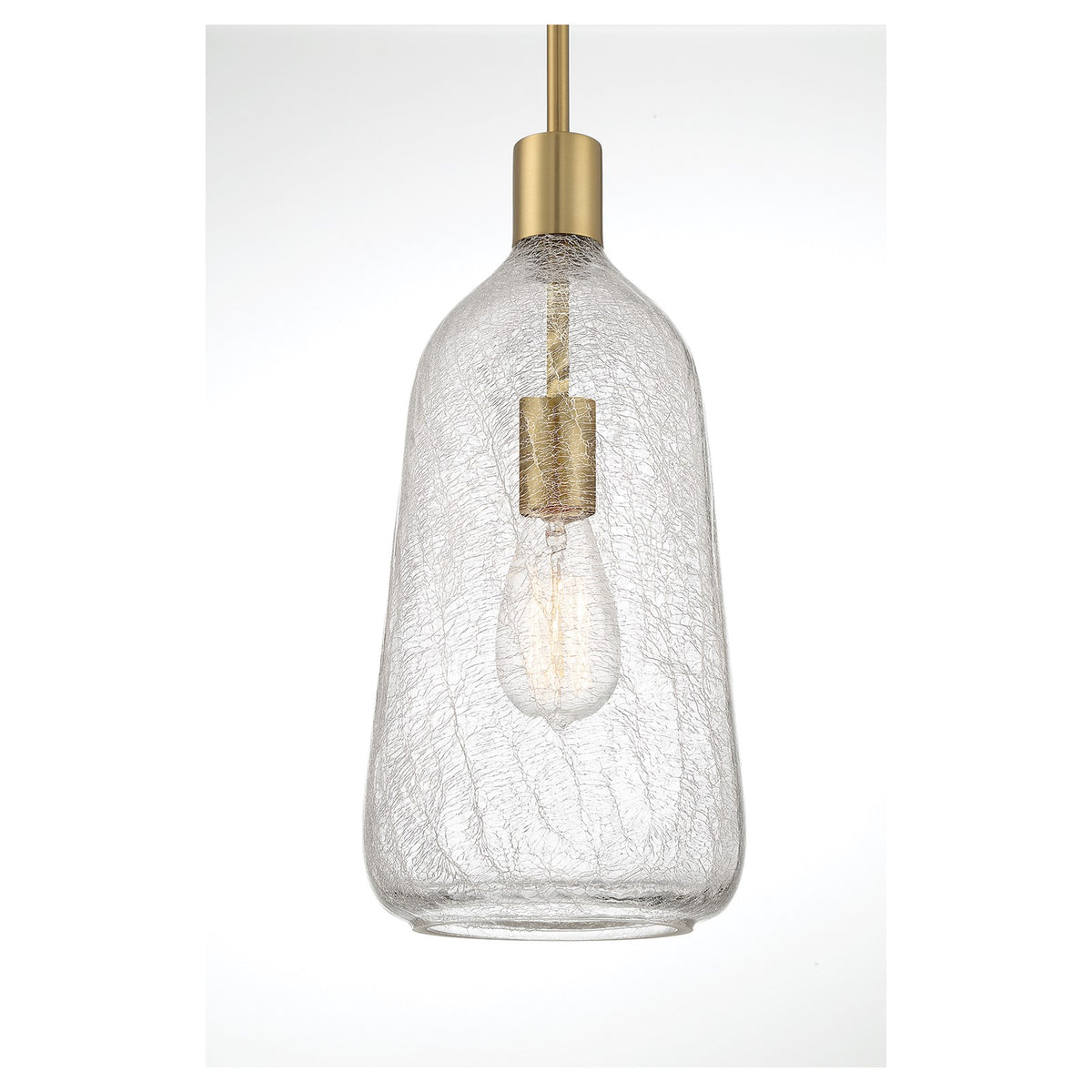 Savoy House Adair 8in 1-Light Pendant | Vintage Warm Brass and Clear Crackle Glass | Kitchen Island & Dining Room | Model L7-4801-1-322