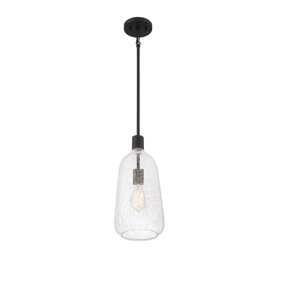 Savoy House Adair 8in 1-Light Pendant | Vintage Matte Black and Clear Crackle Glass | Kitchen Island & Dining Room | Model L7-4801-1-89