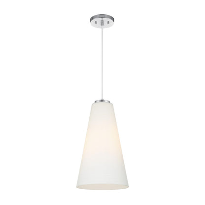 Savoy House Christos 10in 1-Light Pendant | Modern Farmhouse Chrome and White Glass | Kitchen Island & Dining Room | Model L7-5001-1-11