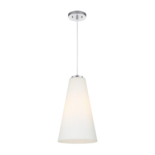 Savoy House Christos 10in 1-Light Pendant | Modern Farmhouse Chrome and White Glass | Kitchen Island & Dining Room | Model L7-5001-1-11