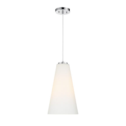 Savoy House Christos 10in 1-Light Pendant | Modern Farmhouse Chrome and White Glass | Kitchen Island & Dining Room | Model L7-5001-1-11