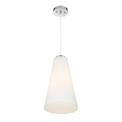 Savoy House Christos 10in 1-Light Pendant | Modern Farmhouse Chrome and White Glass | Kitchen Island & Dining Room | Model L7-5001-1-11