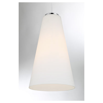 Savoy House Christos 10in 1-Light Pendant | Modern Farmhouse Chrome and White Glass | Kitchen Island & Dining Room | Model L7-5001-1-11