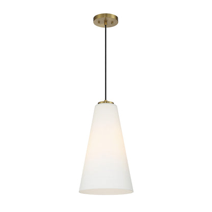 Savoy House Christos 10in 1-Light Pendant | Modern Farmhouse Warm Brass and White Glass | Kitchen Island & Dining Room | Model L7-5001-1-322