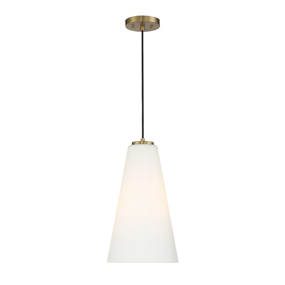 Savoy House Christos 10in 1-Light Pendant | Modern Farmhouse Warm Brass and White Glass | Kitchen Island & Dining Room | Model L7-5001-1-322
