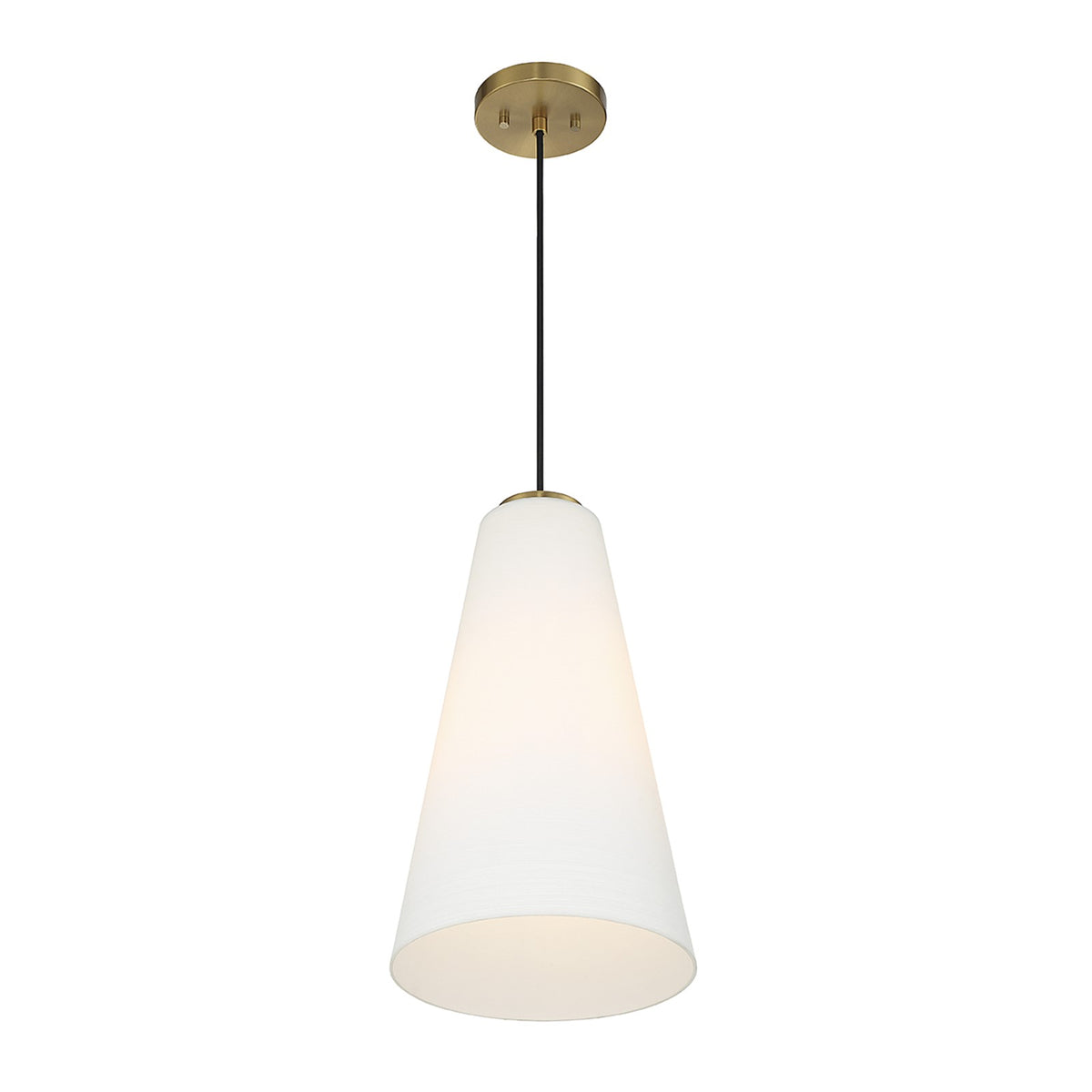 Savoy House Christos 10in 1-Light Pendant | Modern Farmhouse Warm Brass and White Glass | Kitchen Island & Dining Room | Model L7-5001-1-322