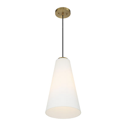 Savoy House Christos 10in 1-Light Pendant | Modern Farmhouse Warm Brass and White Glass | Kitchen Island & Dining Room | Model L7-5001-1-322