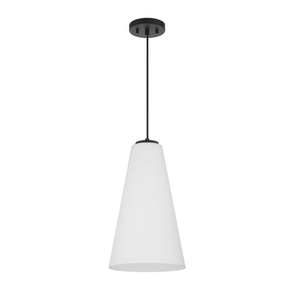 Savoy House Christos 10in 1-Light Pendant | Modern Farmhouse Matte Black and White Glass | Kitchen Island & Dining Room | Model L7-5001-1-89