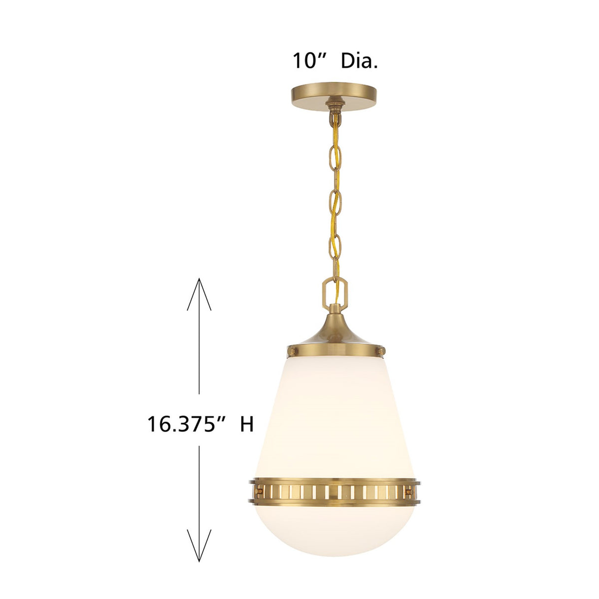 Savoy House Endura 10in 1-Light Pendant | Mid-Century Modern Warm Brass and White Opal Glass | Kitchen Island & Dining Room | Model L7-7950-1-322