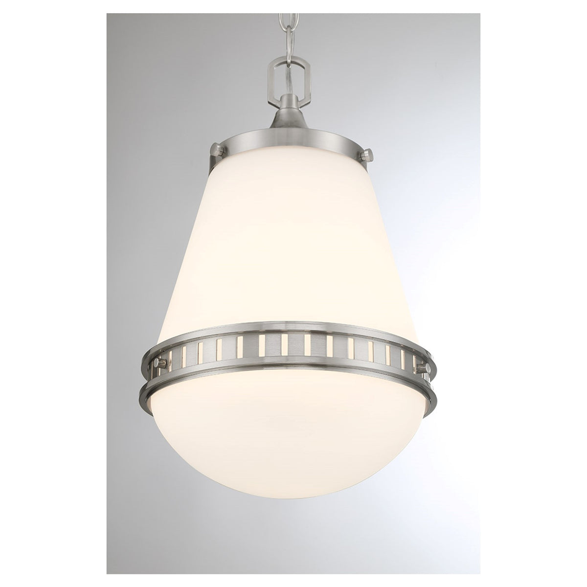 Savoy House Endura 10in 1-Light Pendant | Mid-Century Modern Satin Nickel and White Opal Glass | Kitchen Island & Dining Room | Model L7-7950-1-SN